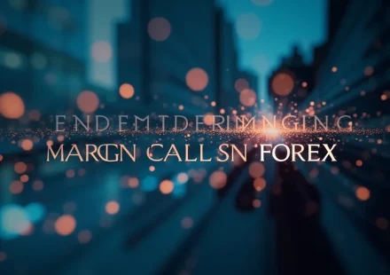 The image shows a chart illustrating margin calls in Forex, with key indicators and price movements.