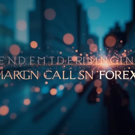 The image shows a chart illustrating margin calls in Forex, with key indicators and price movements.