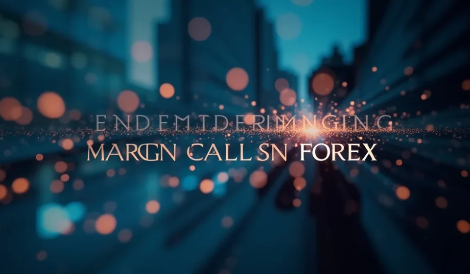 The image shows a chart illustrating margin calls in Forex, with key indicators and price movements.