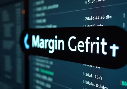 The image shows a graph with downward trending lines, illustrating a margin call concept in Forex trading.